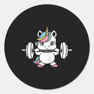 Adesivo Redondo Animais Fitness Musculação Unicórnio