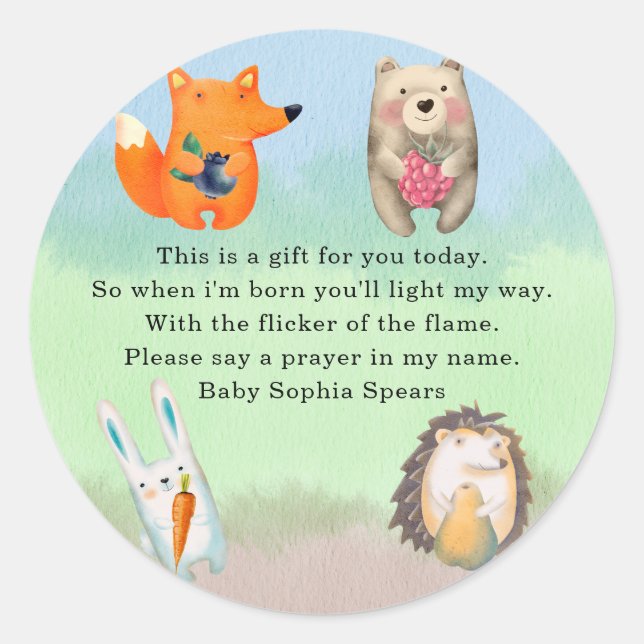 Adesivo Redondo Animais florestais - Rótulo da vela de oração (Frente)