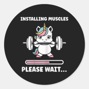 Adesivo Redondo Animais Instalando Músculos Fitness Musculação Un