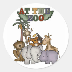 Adesivo Redondo Animais nas Camisetas e presentes do jardim zoológ