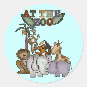 Adesivo Redondo Animais nas Camisetas e presentes do jardim zoológ