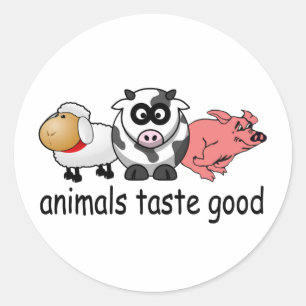 Adesivo Redondo Animais Sabem Bem - Engraçados Comem Design