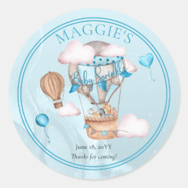 Adesivo Redondo Animais Safari Balões Blue Boy Sprinkle