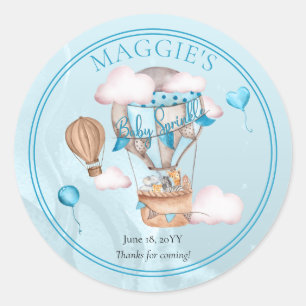 Adesivo Redondo Animais Safari Balões Blue Boy Sprinkle