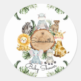 Adesivo Redondo Animais Safari no Selva Sticker