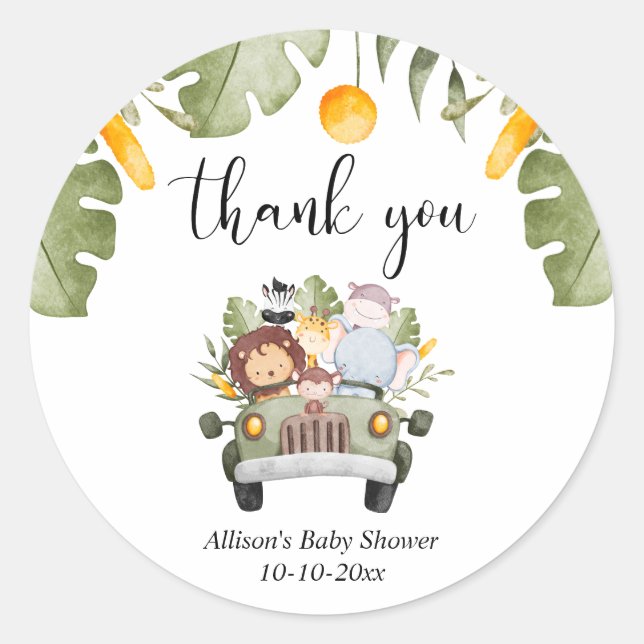 Adesivo Redondo Animais Safari tema selvagem (Frente)