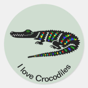 Adesivo Redondo Animais selvagens - Adoro CROCODILES - Vida selvag
