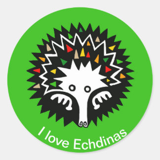Adesivo Redondo Animais selvagens - Adoro ECHIDNAS - Natureza - Au