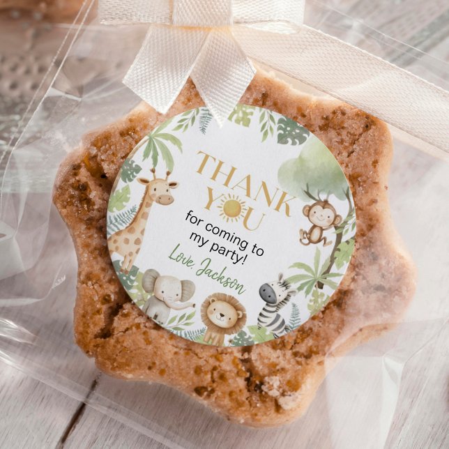 Adesivo Redondo Animais Selvagens de Safari Aniversário (Criador carregado)