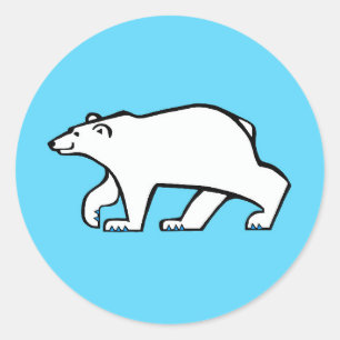 Adesivo Redondo Animais selvagens - Legal URSO POLAR - Azul ártico
