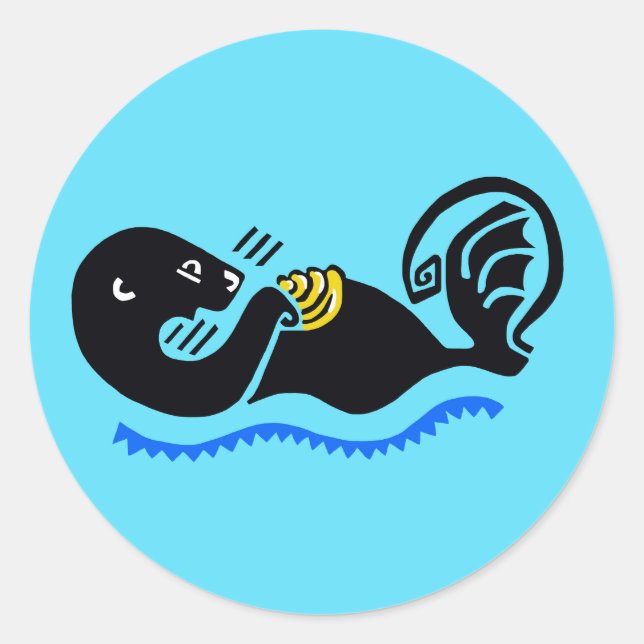 Adesivo Redondo Animais selvagens - Mar Feliz OTTER - Natureza - A (Frente)