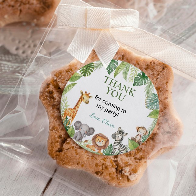 Adesivo Redondo Animais Selvagens Safari Bastudos Vinheta de Aterr (Criador carregado)