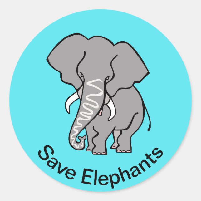 Adesivo Redondo Animais selvagens - Save ELEPHANTS - Animal em per (Frente)