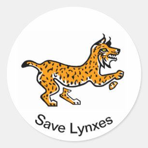 Adesivo Redondo Animais selvagens - Save LYNXES - Wildlife -