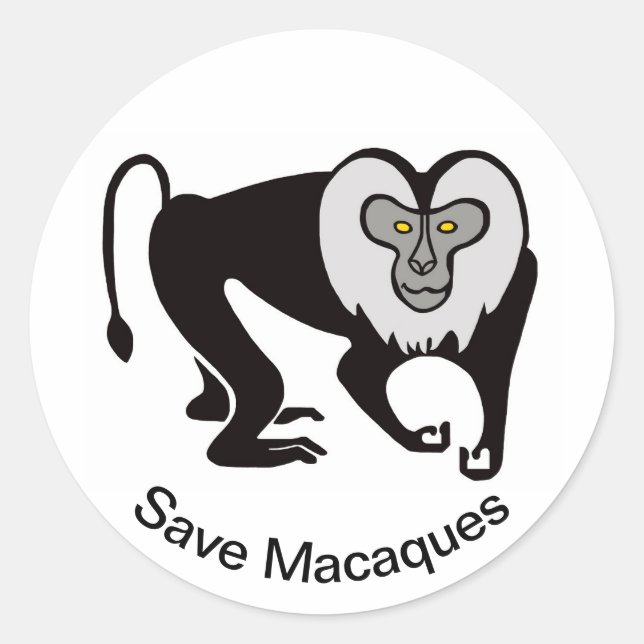 Adesivo Redondo Animais selvagens - Save MACAQUES - Nature - (Frente)