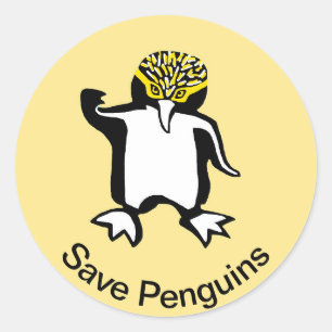 Adesivo Redondo Animais selvagens - Save PENGUINS - Nature - Amare