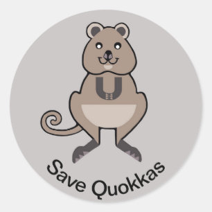 Adesivo Redondo Animais selvagens - Save QUOKAS - Austrália