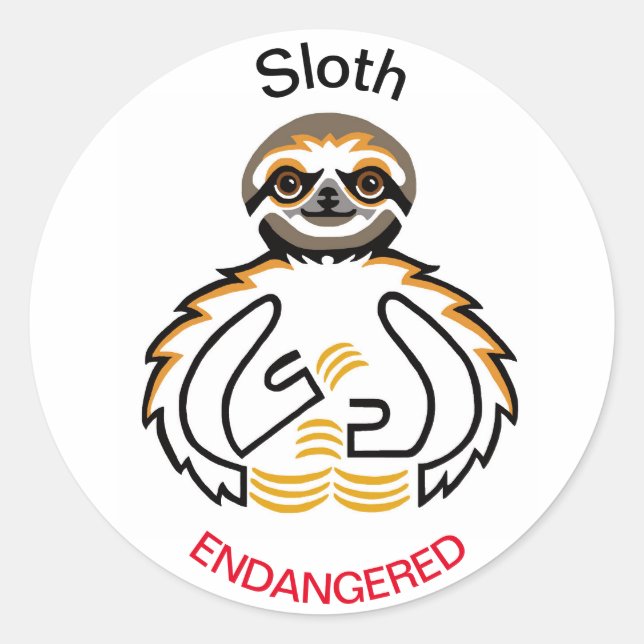 Adesivo Redondo Animais selvagens - SLOTH de três coleções - Anima (Frente)