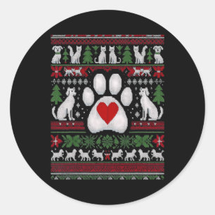 Adesivo Redondo Animais Veterinários do Natal Feios Cães Gatos Mer