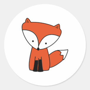 Adesivo Redondo Animal bonito do Fox vermelho do bebê