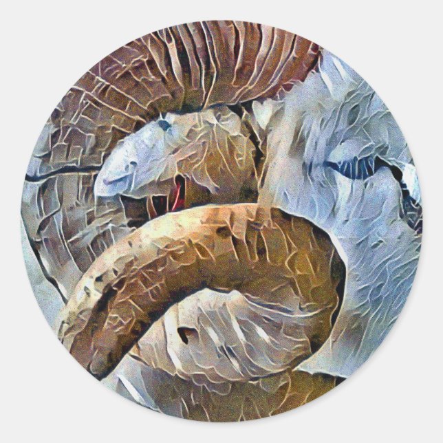 ADESIVO REDONDO ANIMAL DE FAZENDA DE OVELHA RAM (Frente)