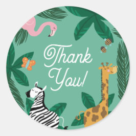 Adesivo Redondo Animal de festa selvagem