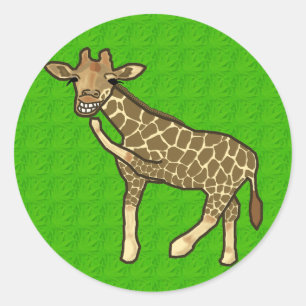 Adesivo Redondo Animal desenhado mão bonito de riso dos desenhos