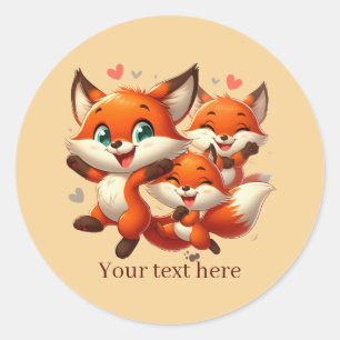 Adesivo Redondo Animal lindo amor raposa personalizável 