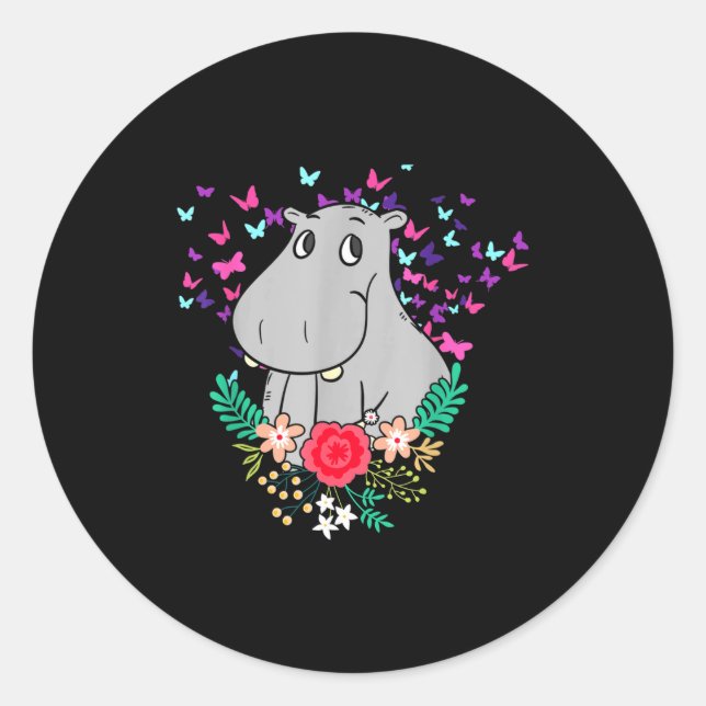 Adesivo Redondo Animal Lover Butterfly Valentines Day Gift Flowers (Frente)