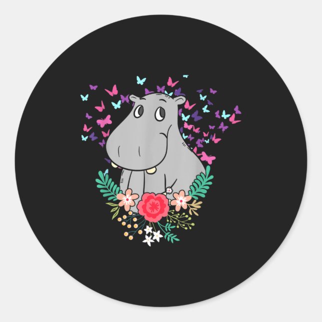 Adesivo Redondo Animal Lover Butterfly Valentines Day Gift Flowers (Frente)