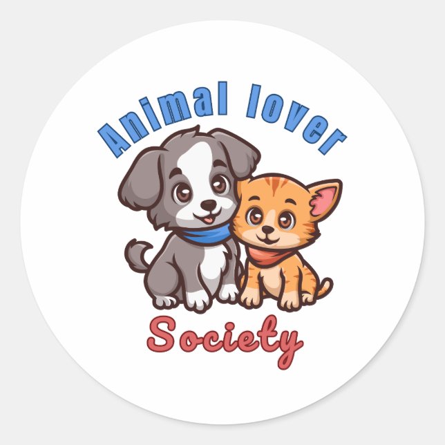 Adesivo Redondo Animal lover society for animal lover sticker (Frente)