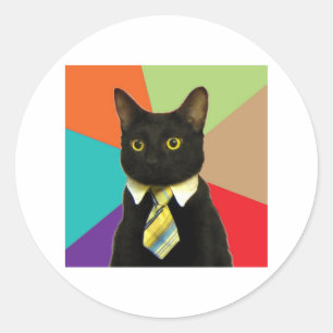 Adesivo Redondo Animal Meme do conselho do gato do negócio