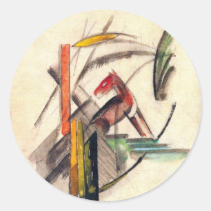 Adesivo Redondo Animal por Franz Marc, Arte Expressionista Vintage