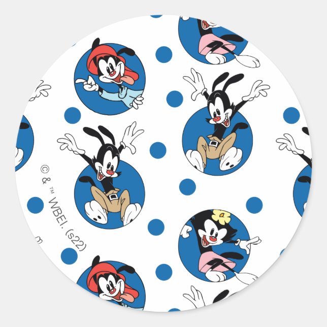 Adesivo Redondo Animaniacs | Padrão de círculo Yakko, Wakko e Dot (Frente)