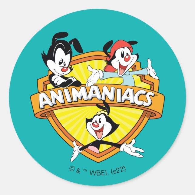 Adesivo Redondo Animaniacs | Warner Brothers & Sister WB Shield (Frente)