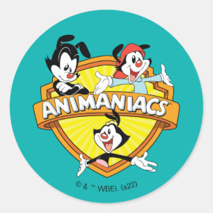 Adesivo Redondo Animaniacs   Warner Brothers & Sister WB Shield