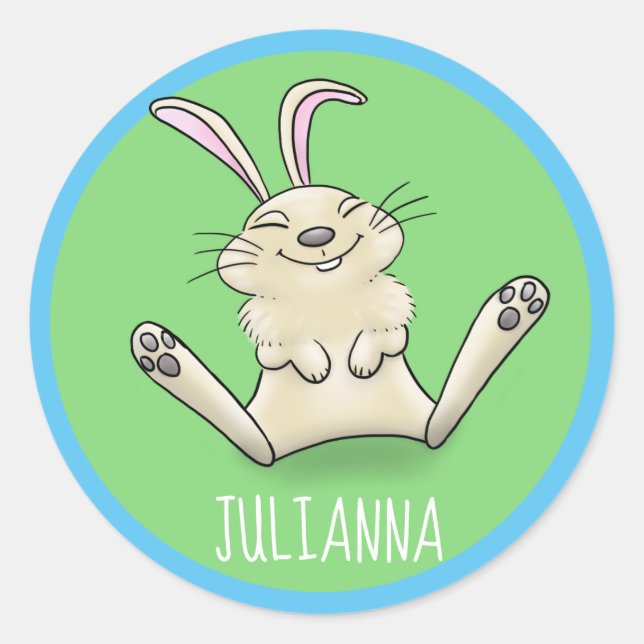 Adesivo Redondo Animável e feliz desenho animado do coelho bebê (Frente)
