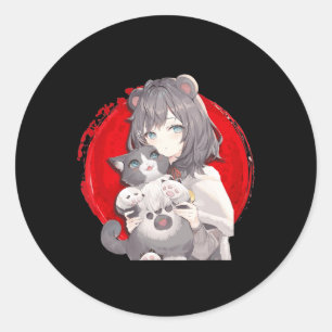 Adesivo Redondo Anime and Cats Lover Japonês Manga kawaii Otaku G