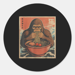 Adesivo Redondo Anime Bigfoot Ramen Japonês Funny Kawaii Gift Men