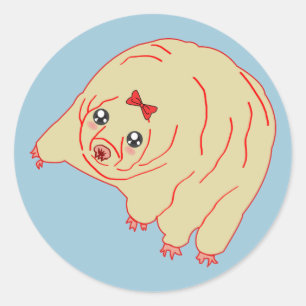 Adesivo Redondo Anime bonito do urso da água Tardigrade
