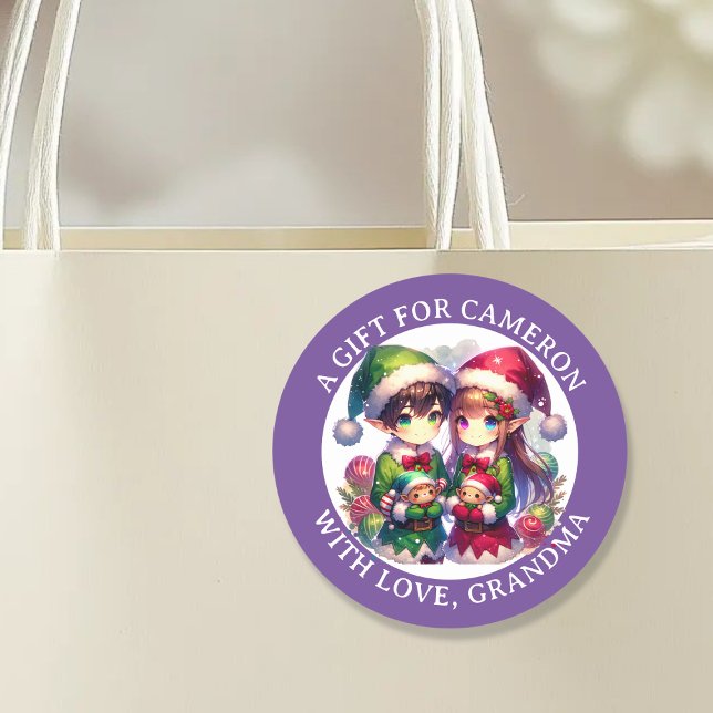 Adesivo Redondo Anime Bonito Elves de Natal | Para e de (Criador carregado)