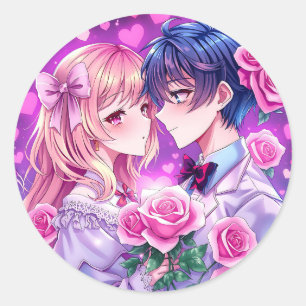 Adesivo Redondo Anime Casal Bonito no Amor