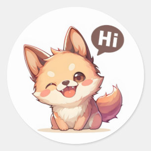 Adesivo Redondo Anime de Cachorro Bonito