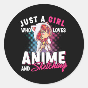 Adesivo Redondo Anime e Desenho Apenas Uma Menina Que Me Ama Anime