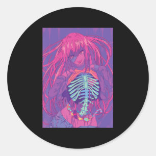 Adesivo Redondo Anime fantasia de Halloween Garota Waifu assustada