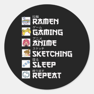 Adesivo Redondo Anime Gaming Repete Videos games de manga de anime