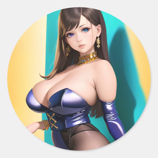 Adesivo Redondo Anime Girl 046 (Frente)