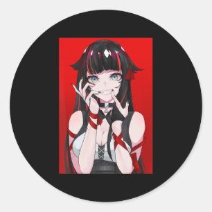 Adesivo Redondo Anime Girl Kawaii Waifu Aestética japonesa Manga O