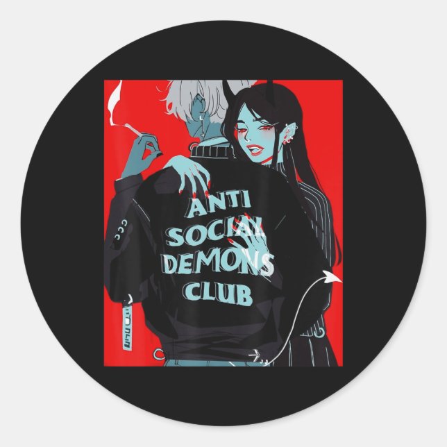 Adesivo Redondo Anime Girl Kawaii Waifu Egirl Japonês estético O (Frente)