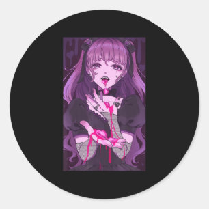 Adesivo Redondo Anime Girl Kawaii Waifu - Estética japonesa Otaku